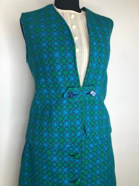 1960s Tapestry Gilet and Skirt by V.J.R Welsh Wool Tapestry - Size UK 14