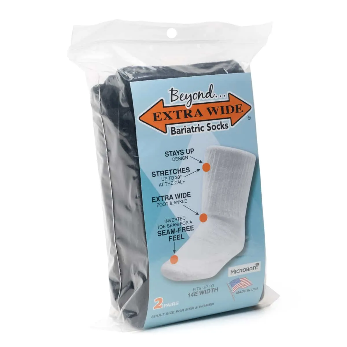 2 Pack - Beyond Extra Wide Bariatric Socks