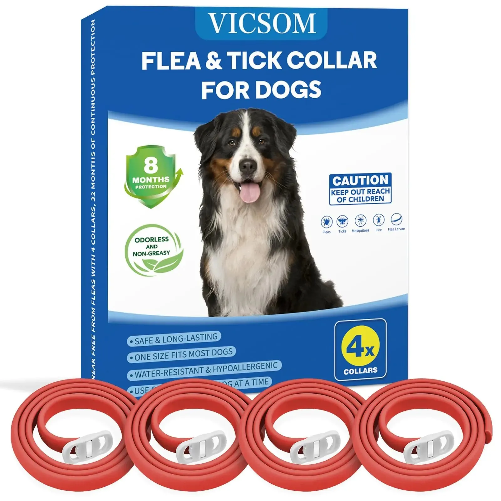 4 Pack Flea Collar for Dogs Dog Flea and Tick Collar 8 Months Flea and Tick Prevention for Dog Waterproof Adjustable Puppy Collar