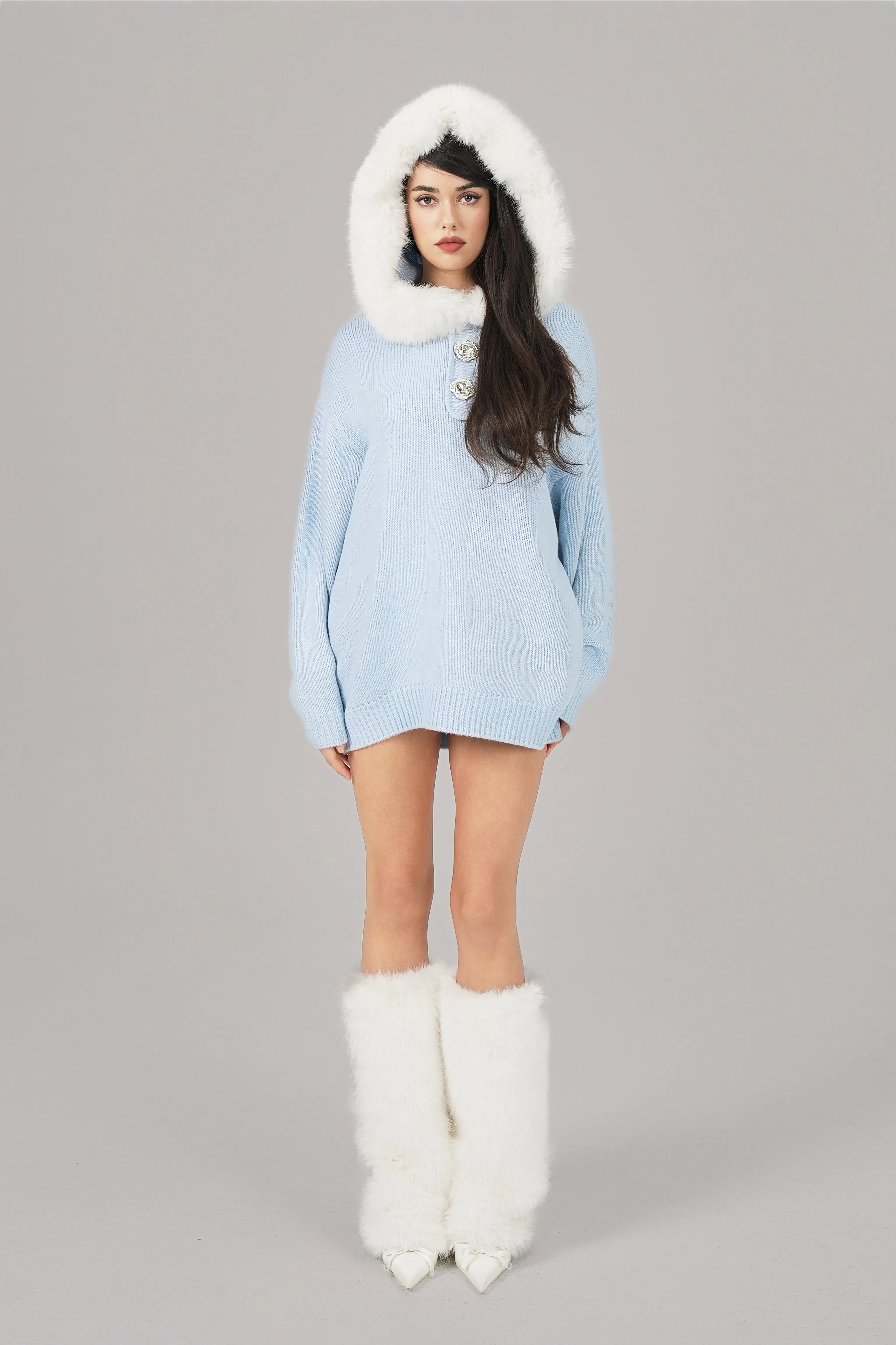 Ava Fur Sweatshirt (Blue)