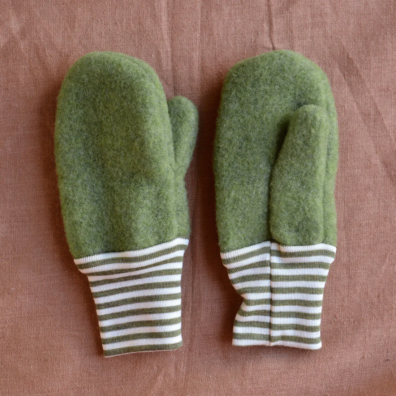 Baby Mittens - Wool Fleece - Stripes (9m-3y)