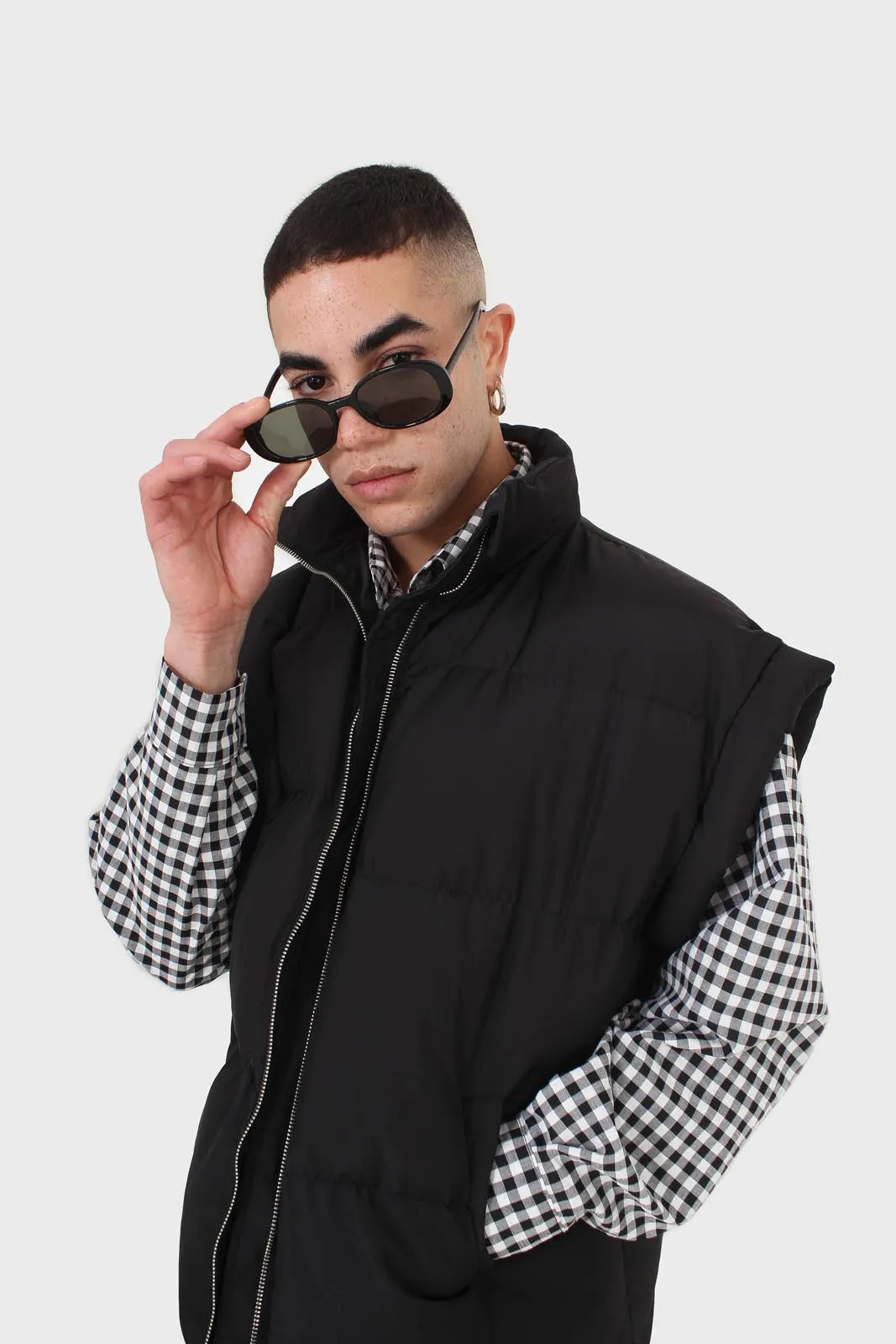 Black quilted zip up gilet