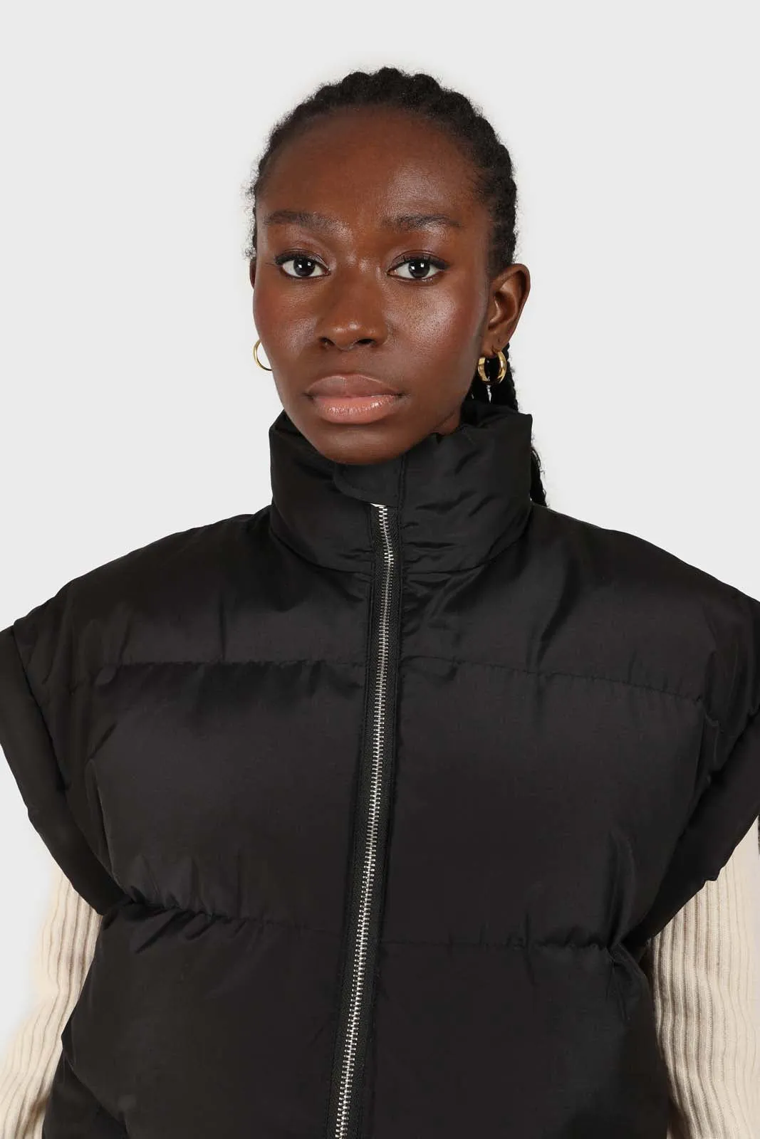 Black quilted zip up gilet