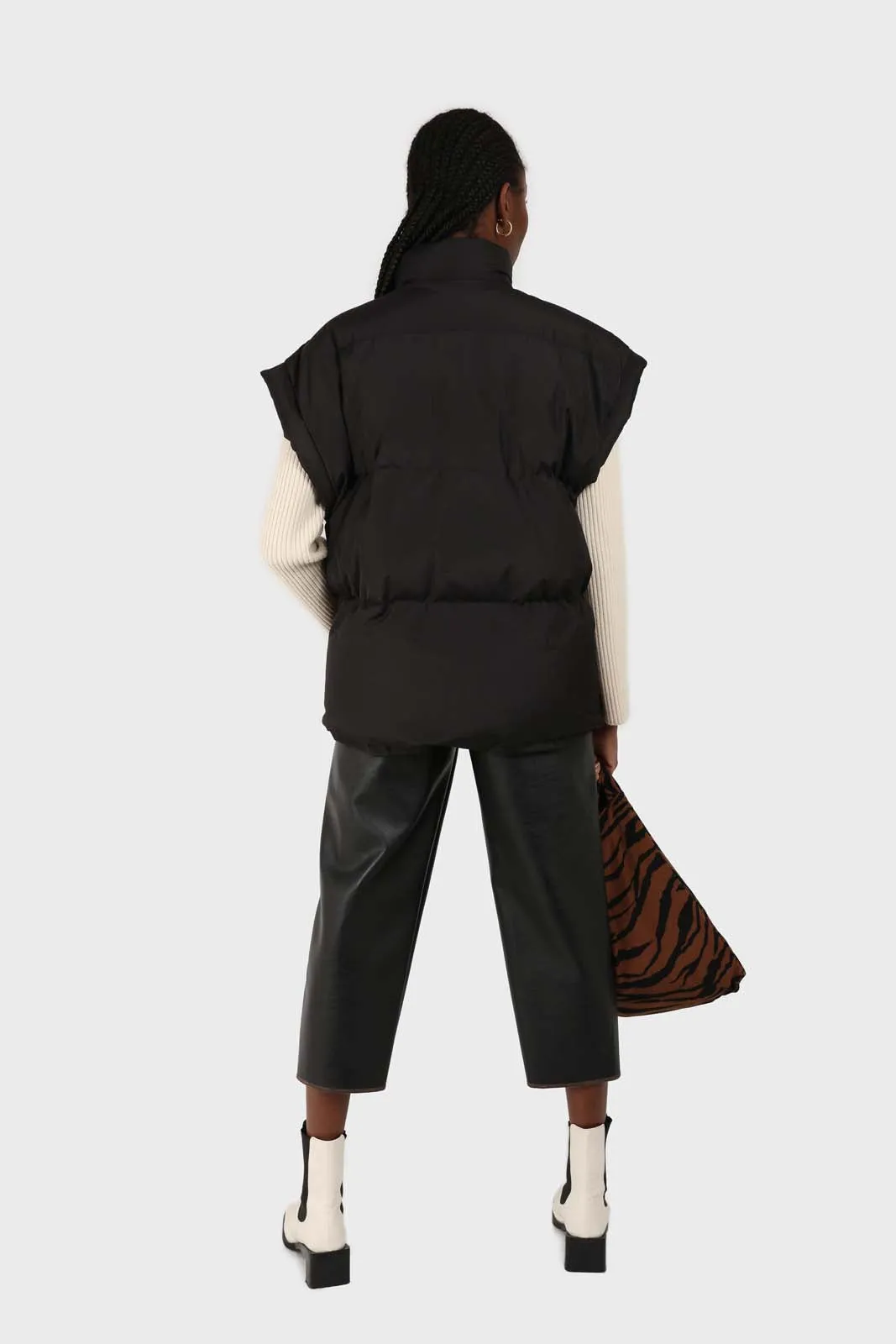 Black quilted zip up gilet