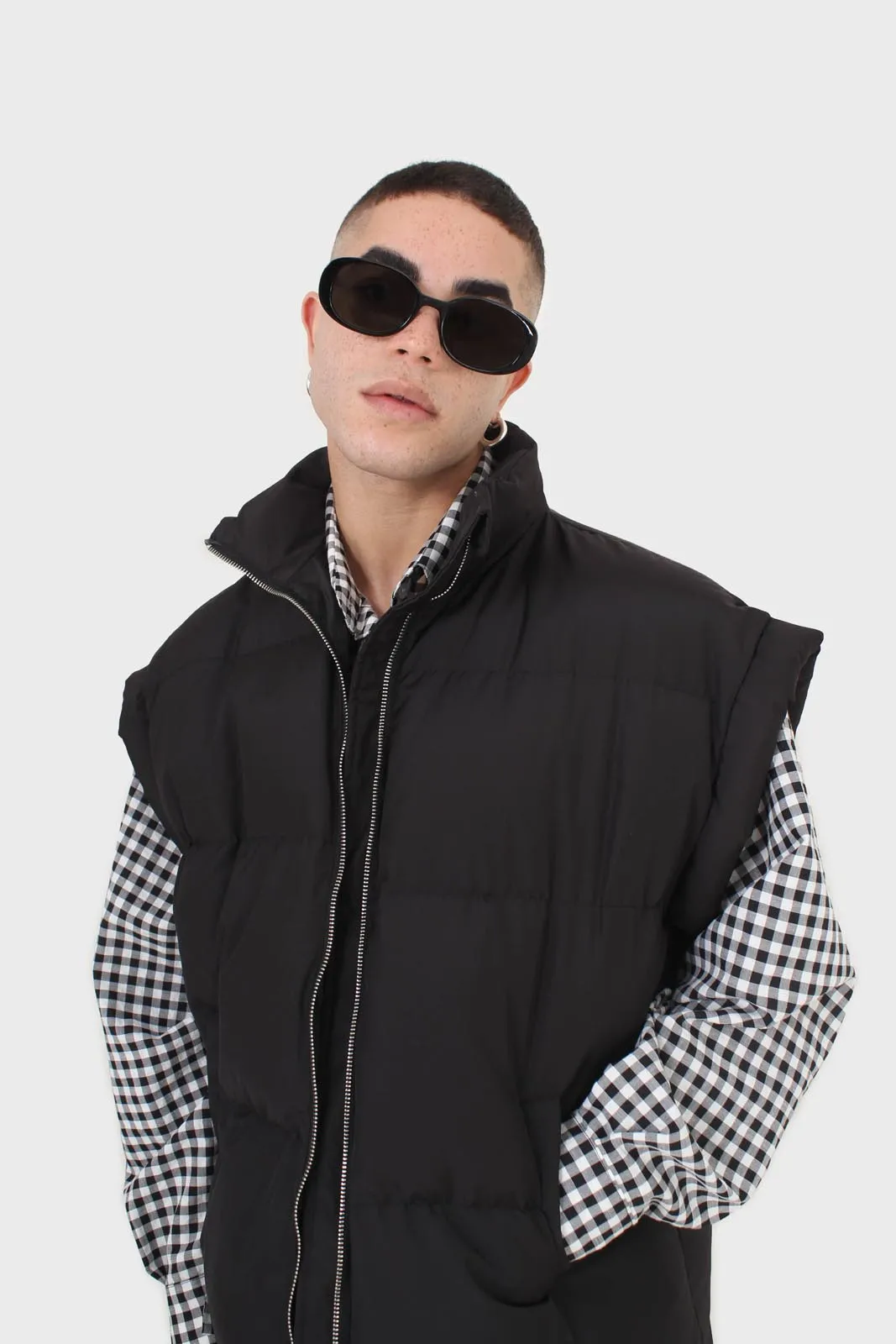 Black quilted zip up gilet