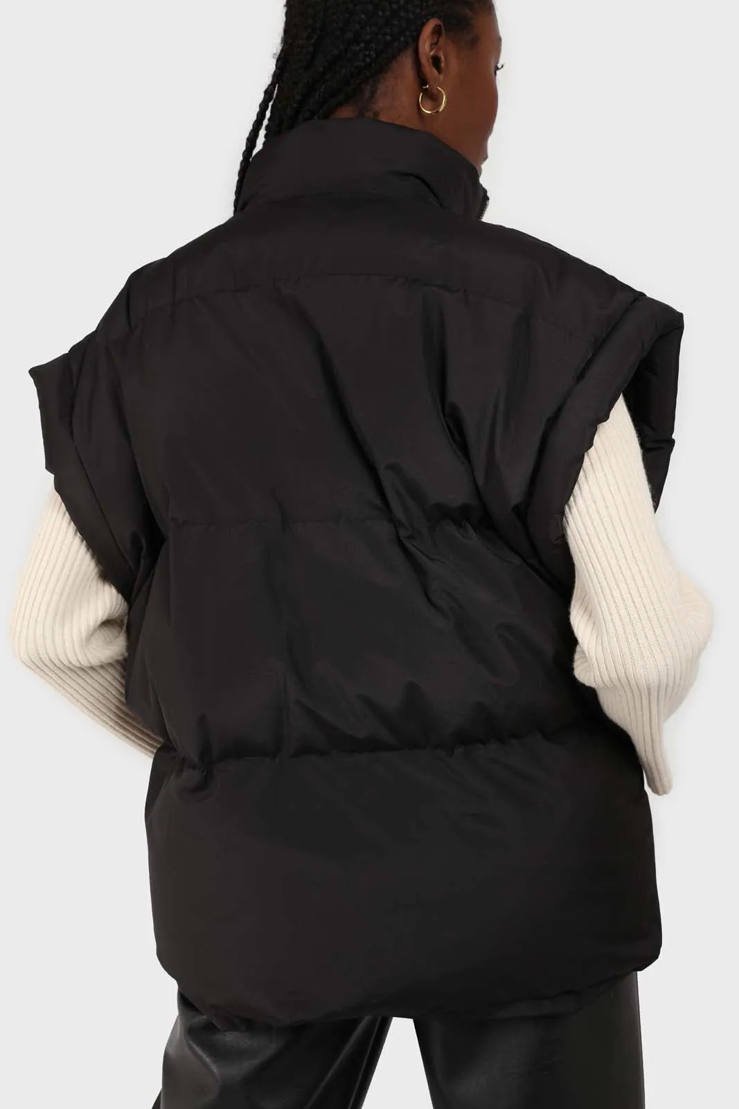 Black quilted zip up gilet