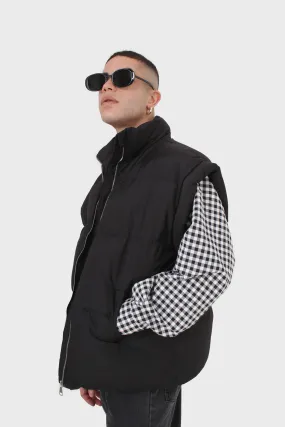 Black quilted zip up gilet