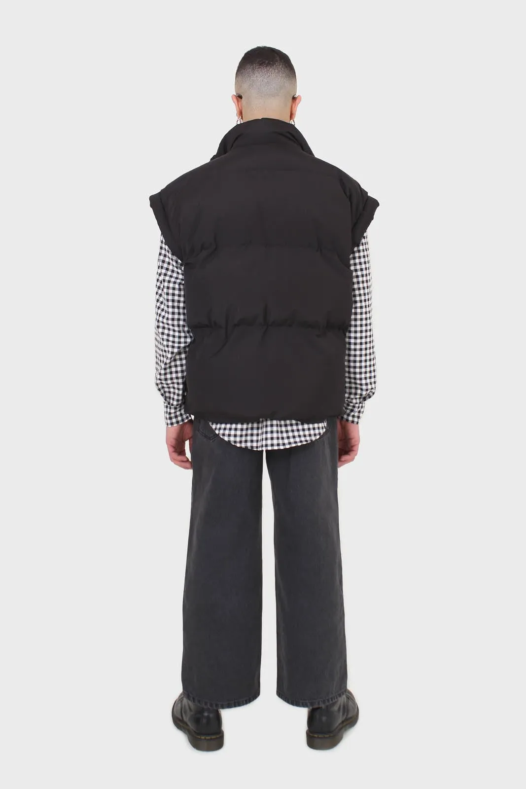 Black quilted zip up gilet