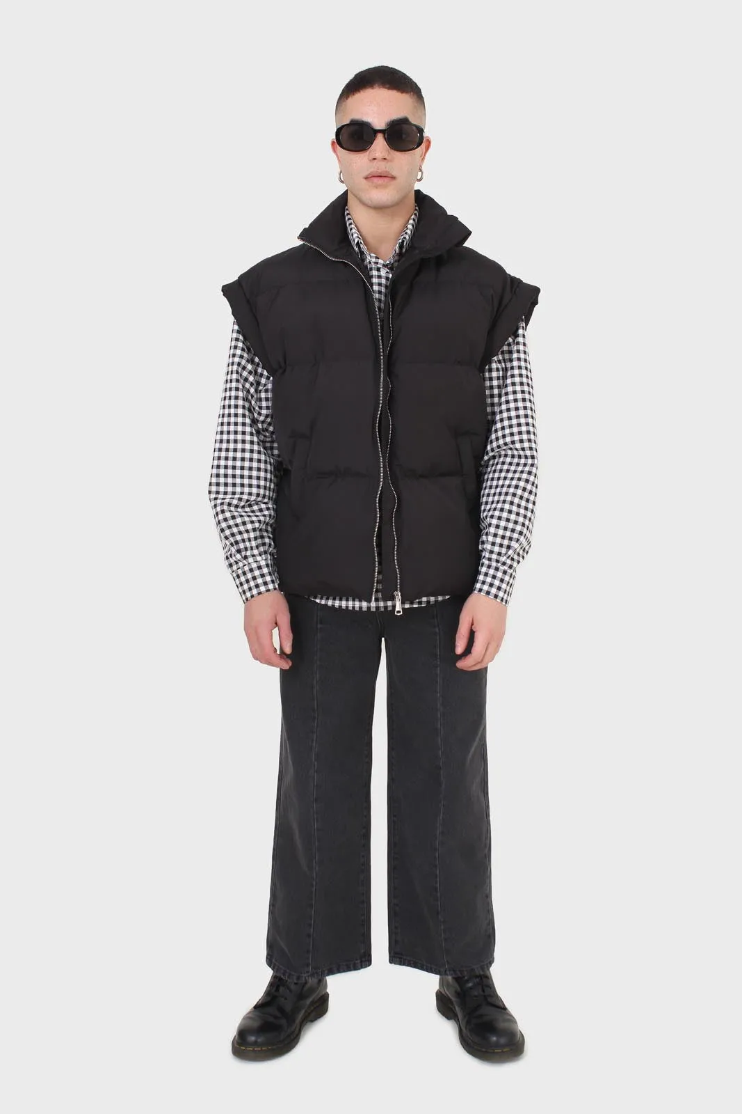 Black quilted zip up gilet