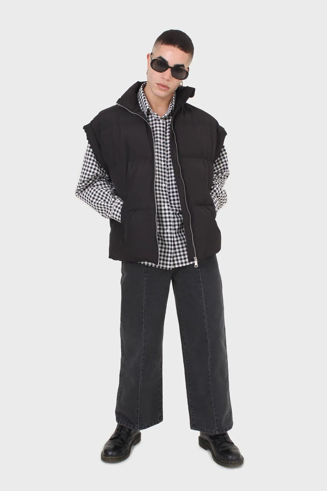 Black quilted zip up gilet