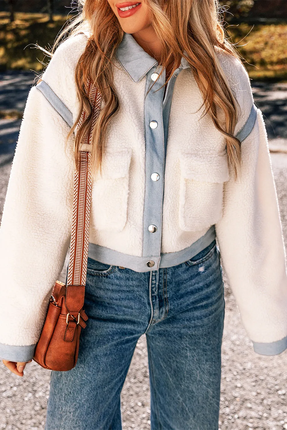 Contrast Trim Sherpa Jacket