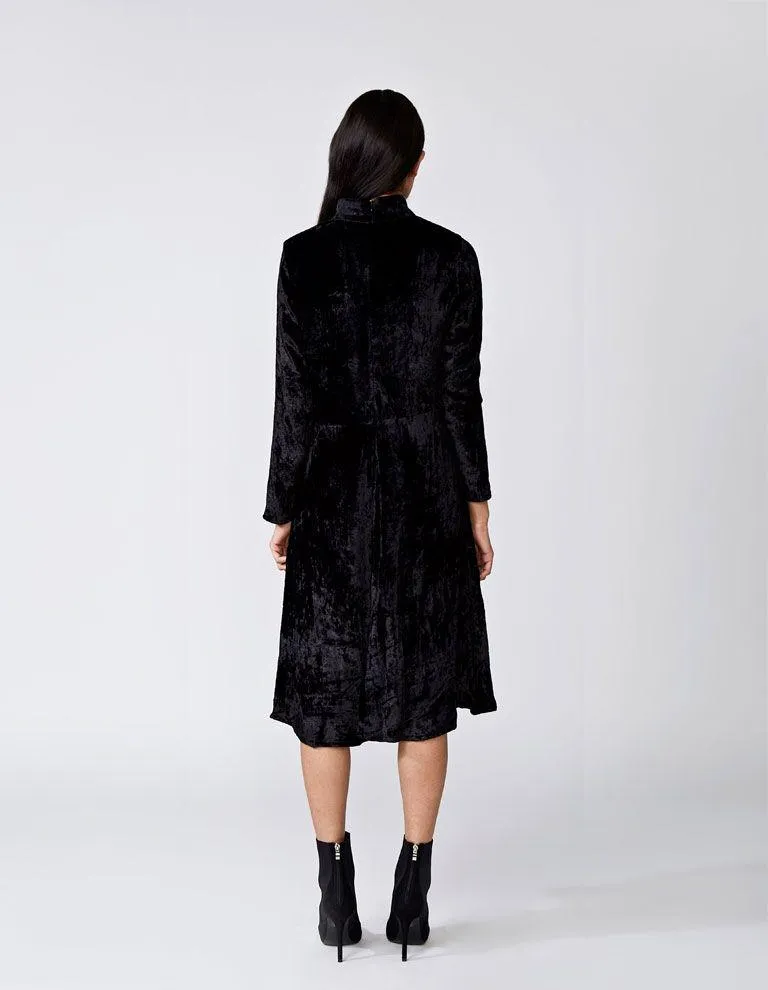 DELIA Black Velvet Midi Dress