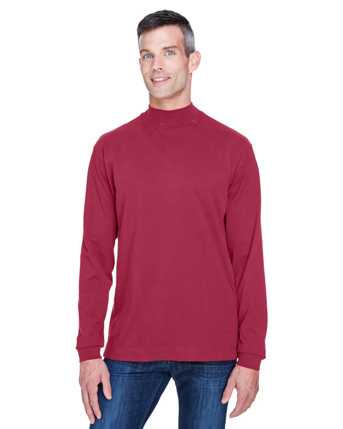 Devon & Jones Adult Sueded Cotton Jersey Mock Turtleneck
