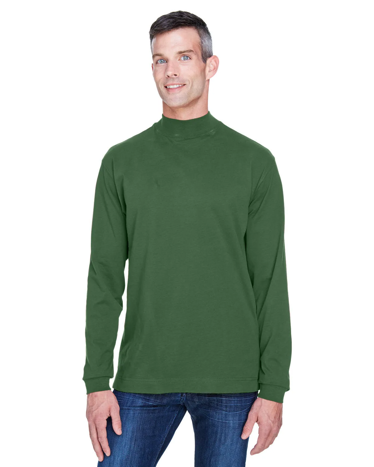 Devon & Jones Adult Sueded Cotton Jersey Mock Turtleneck