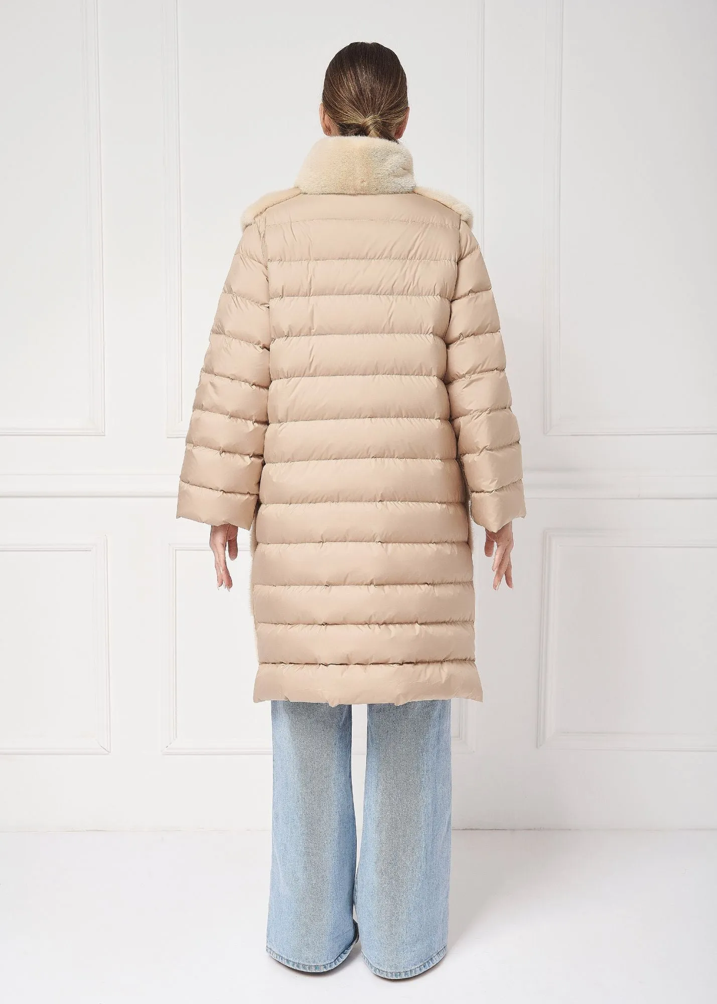 Down coat with mink