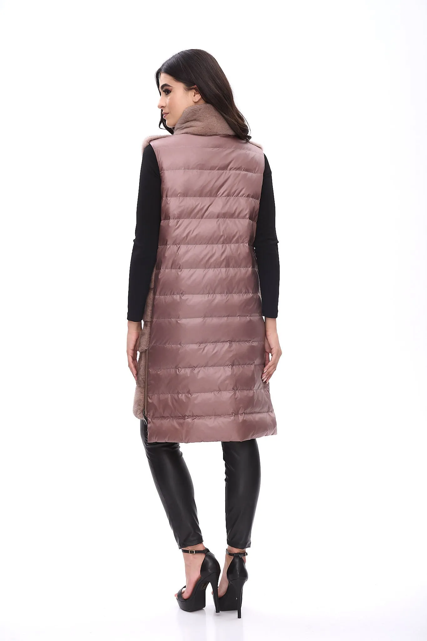 Down coat with mink
