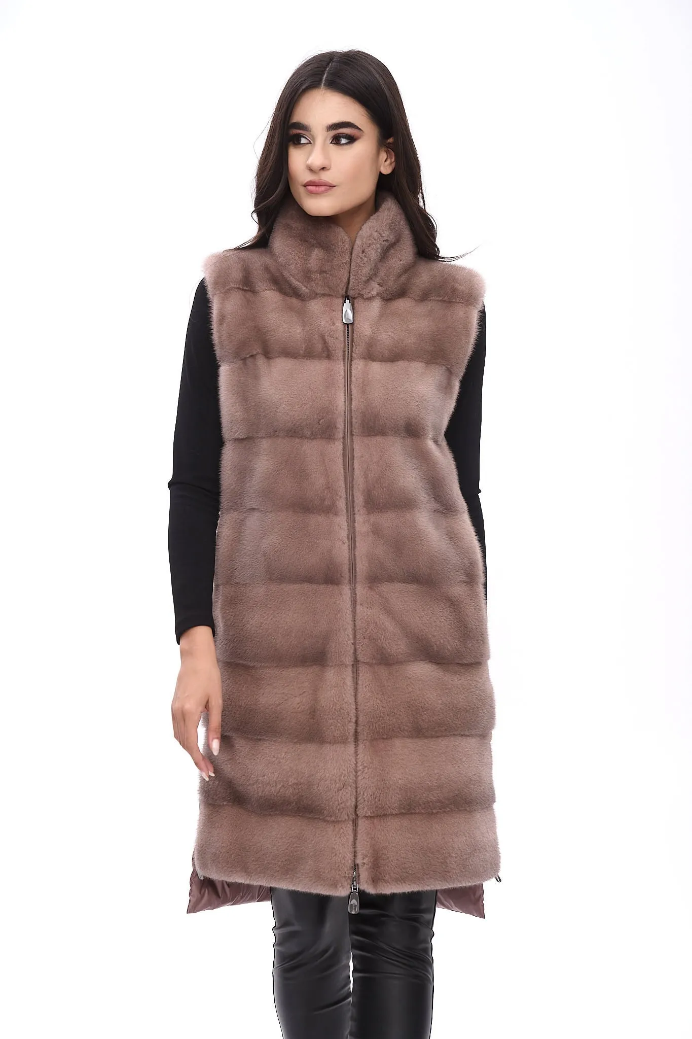 Down coat with mink