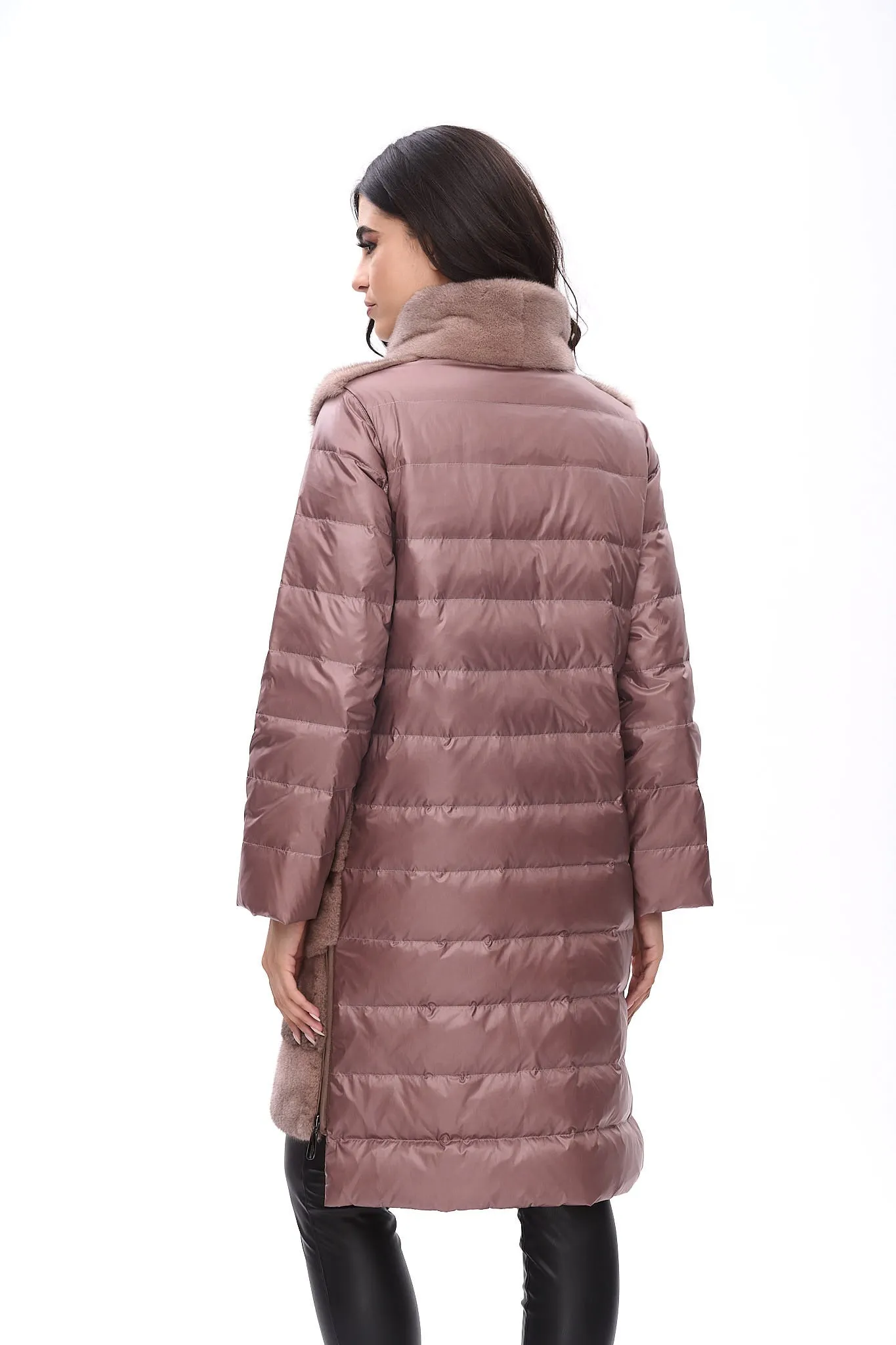 Down coat with mink