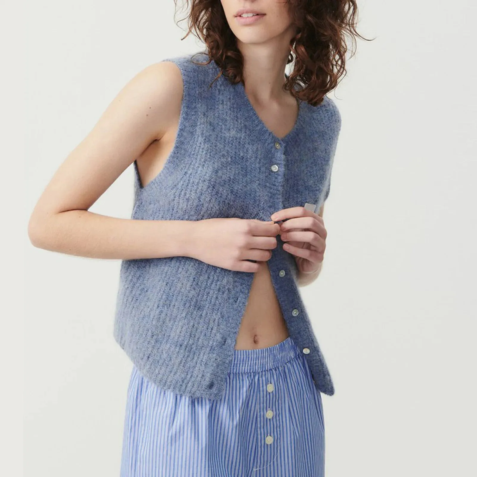 Fashionkova Gaono Women Knitted Tank Tops Casual Summer Solid Color Button Front Basic Vest Sleeveless Shirt y2k Aesthetic Clothes