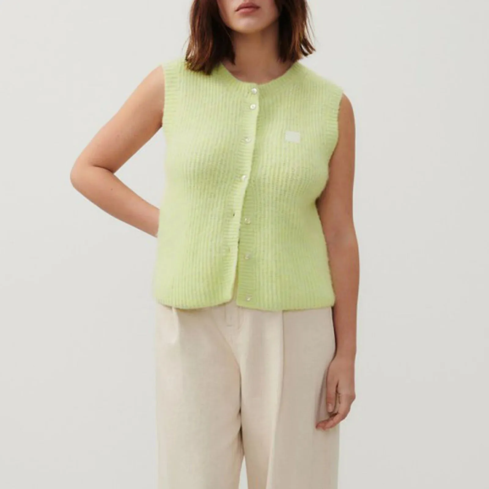 Fashionkova Gaono Women Knitted Tank Tops Casual Summer Solid Color Button Front Basic Vest Sleeveless Shirt y2k Aesthetic Clothes