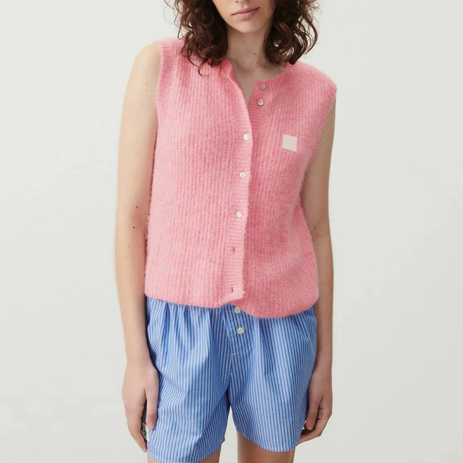 Fashionkova Gaono Women Knitted Tank Tops Casual Summer Solid Color Button Front Basic Vest Sleeveless Shirt y2k Aesthetic Clothes