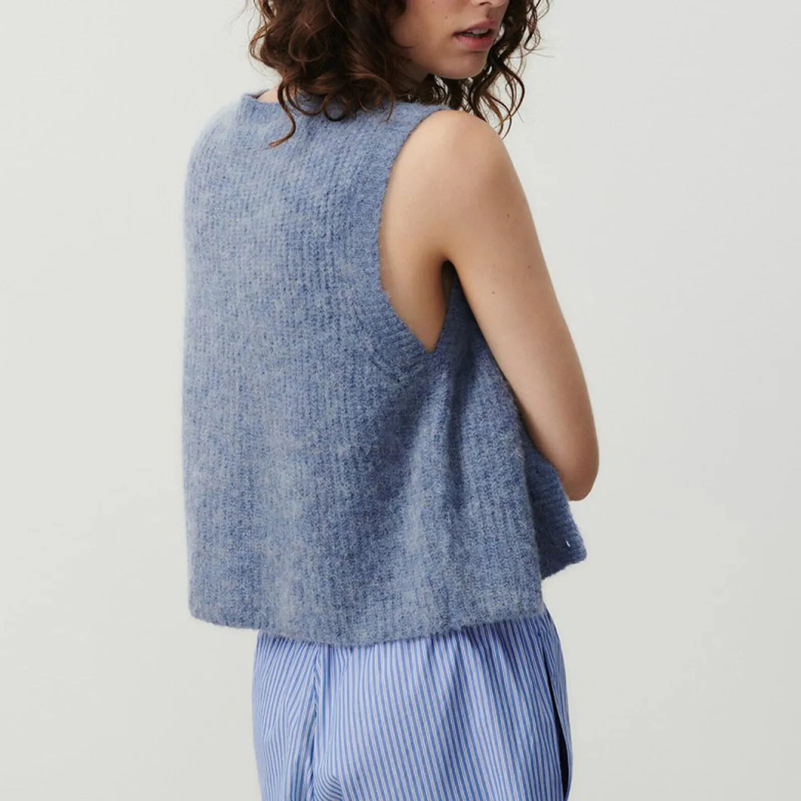 Fashionkova Gaono Women Knitted Tank Tops Casual Summer Solid Color Button Front Basic Vest Sleeveless Shirt y2k Aesthetic Clothes