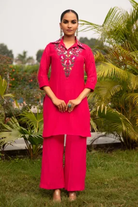 Fuchsia Thread Work Tunic Set