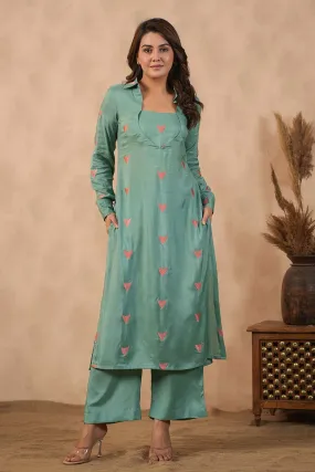 Green Embroidered Tunic & Pant Set