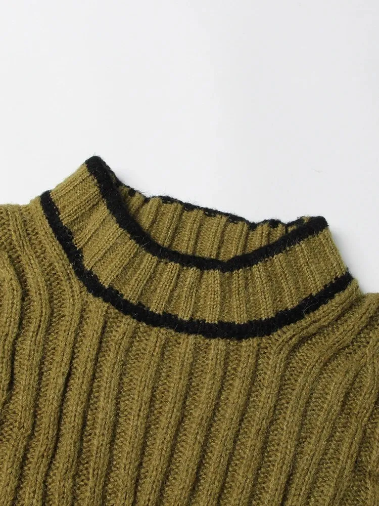 Hit Color Sweater For Women Turtleneck Long Sleeve Knitting Pullover Sweater Female Fashion Clothing Autumn