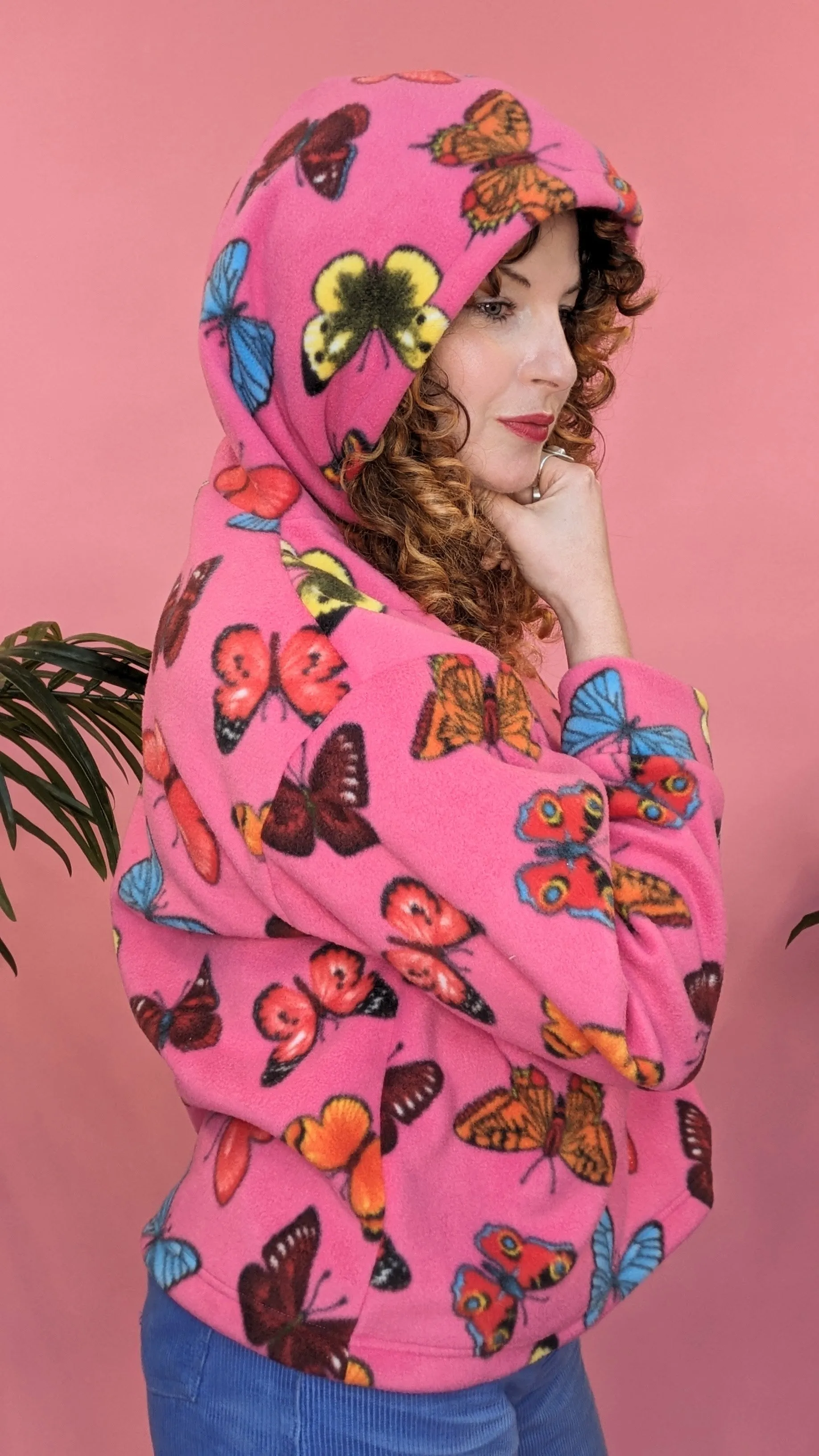 Hooded Pullover in Butterfly Print