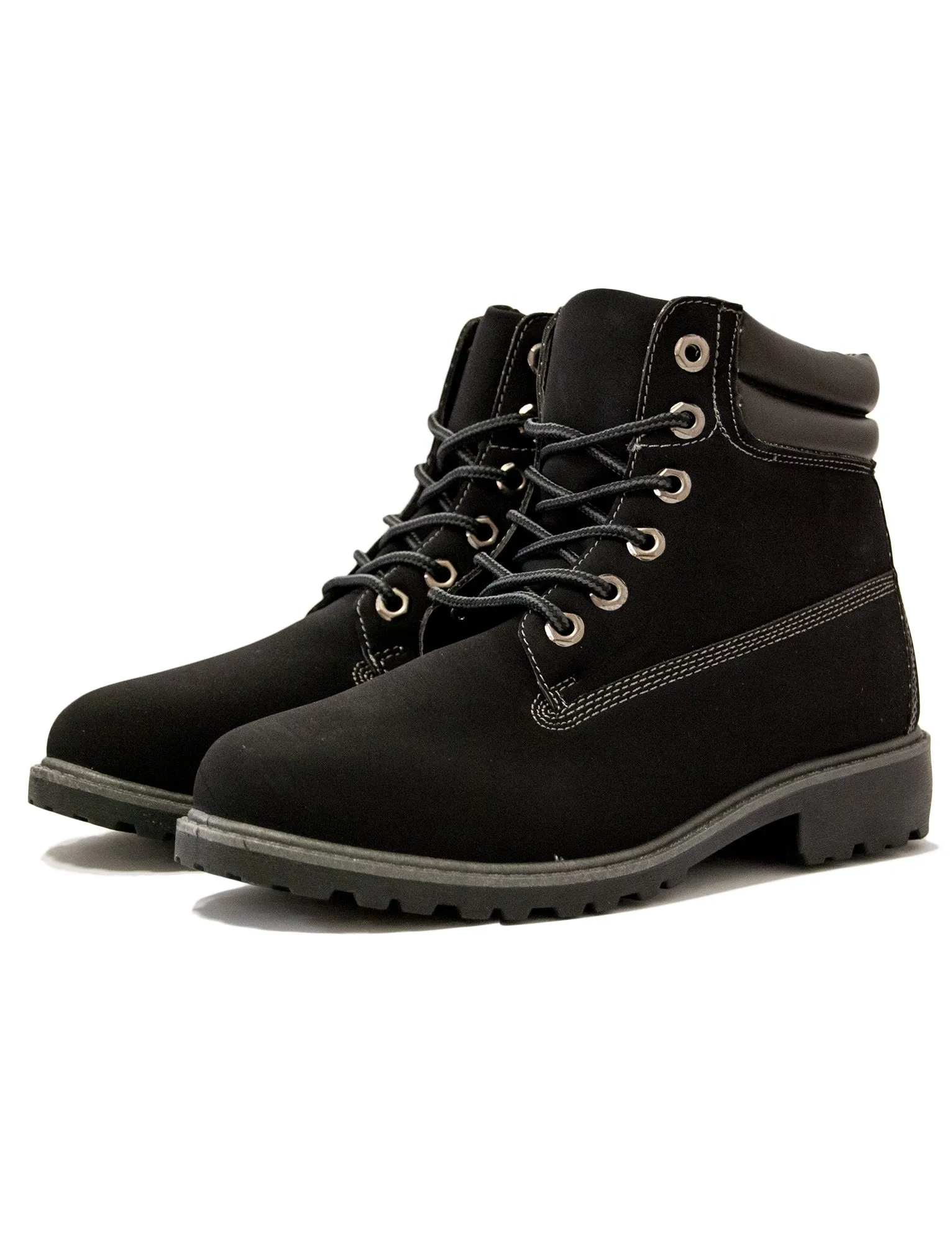 Kat 6 hole lace up black hiker boots