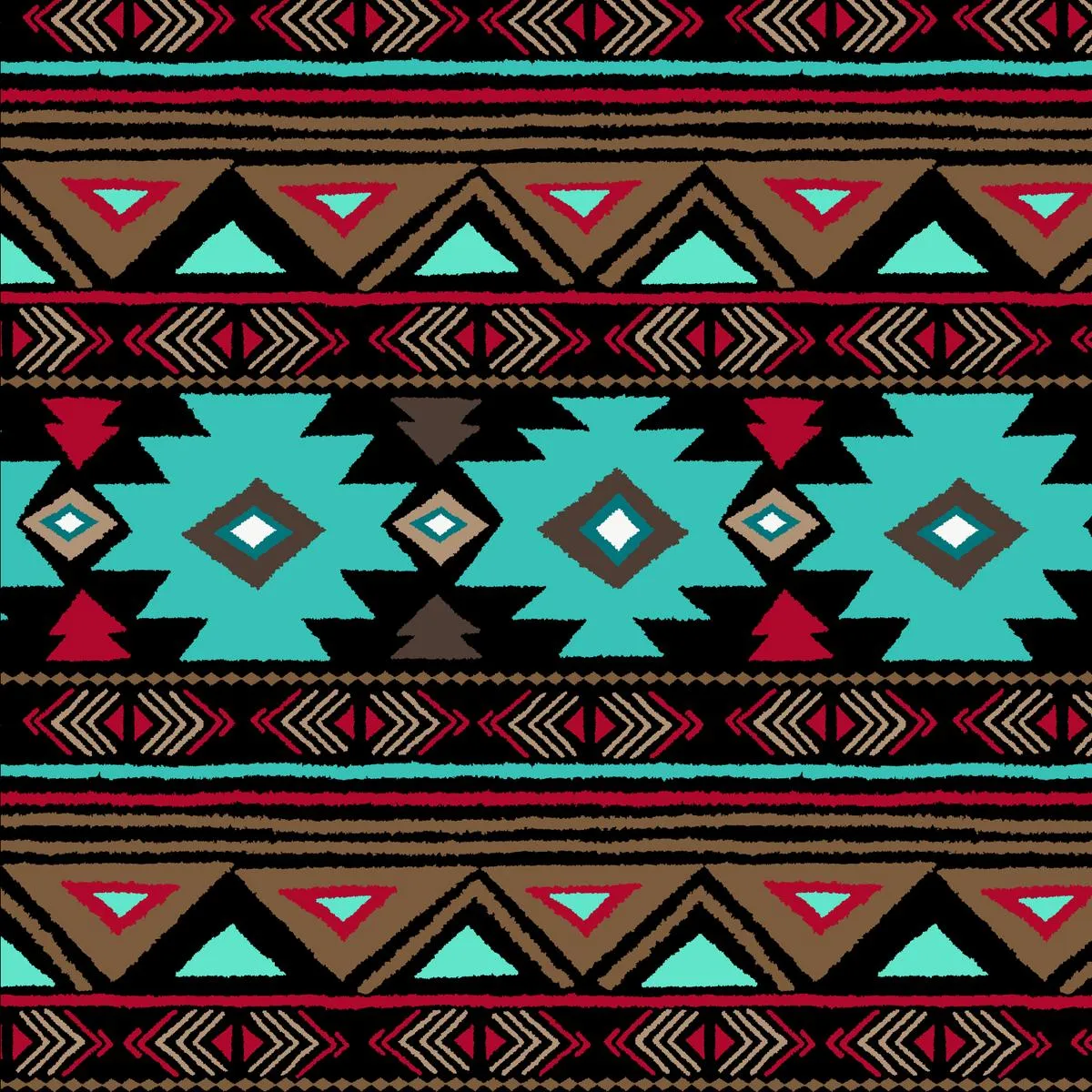 Kid's Native Pattern Fleece Western Poncho in Brown & Turquoise