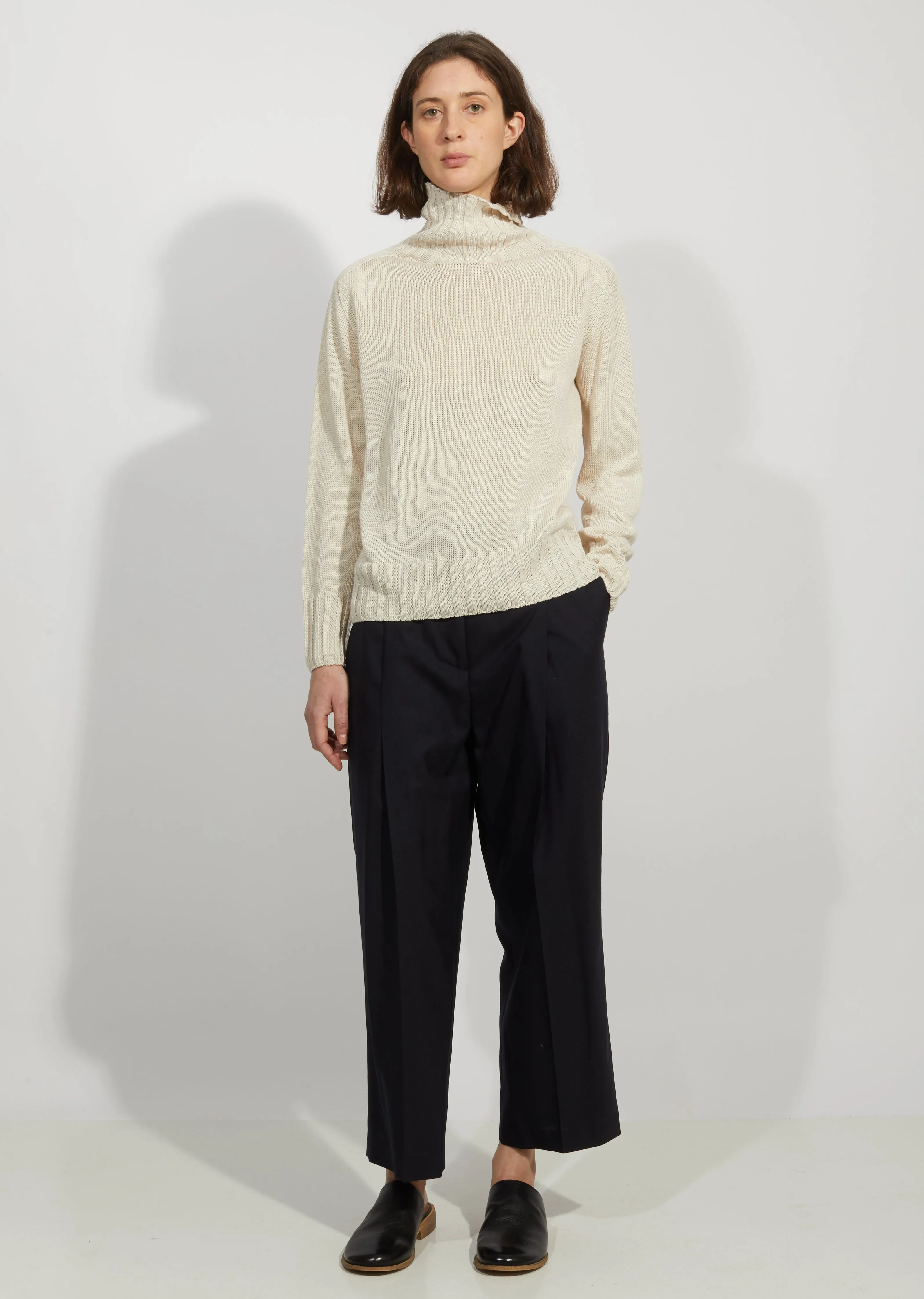 Linen & Cotton Wide Rollneck Sweater