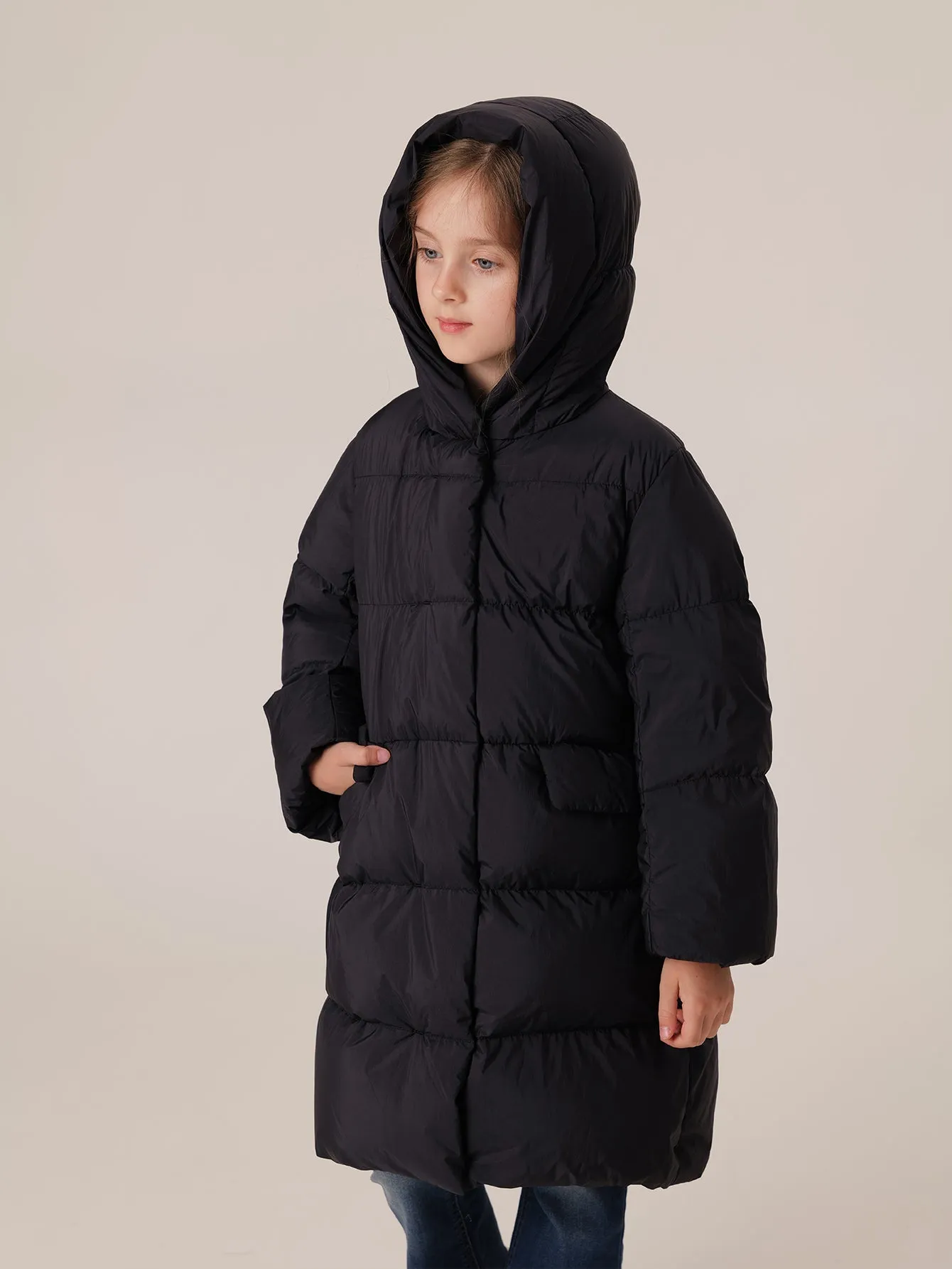 MARC & JANIE Girls Ultralight Hooded Down Mid-Length Coat 221071