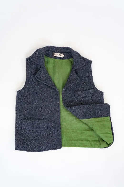 Navy Blue Irish Tweed Gilet