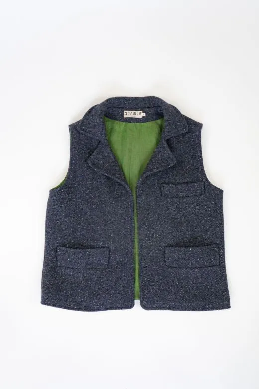 Navy Blue Irish Tweed Gilet