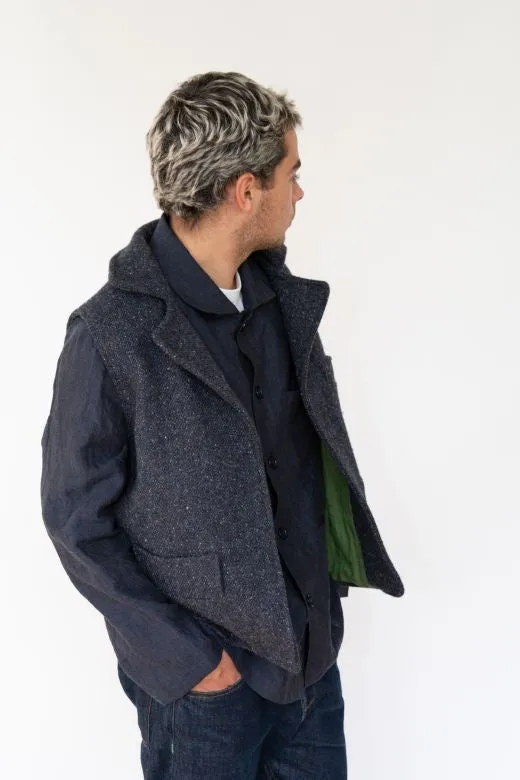 Navy Blue Irish Tweed Gilet