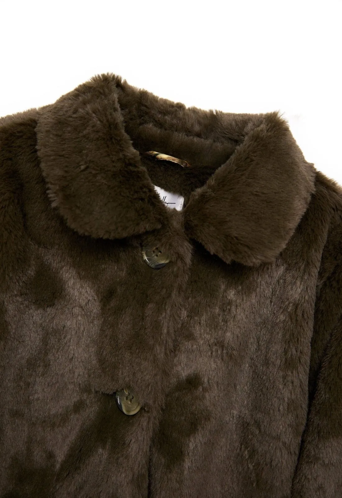 Nicole Miller Girls Green Faux Fur Coat