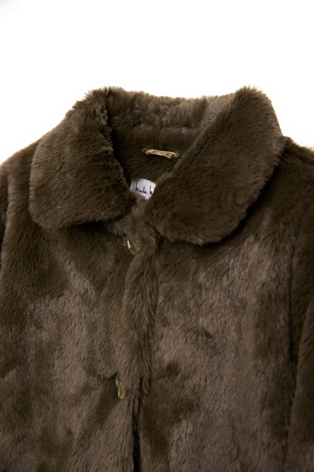 Nicole Miller Girls Green Faux Fur Coat