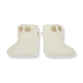 Noemie Buttoned Baby Sock Booties (Ecru)