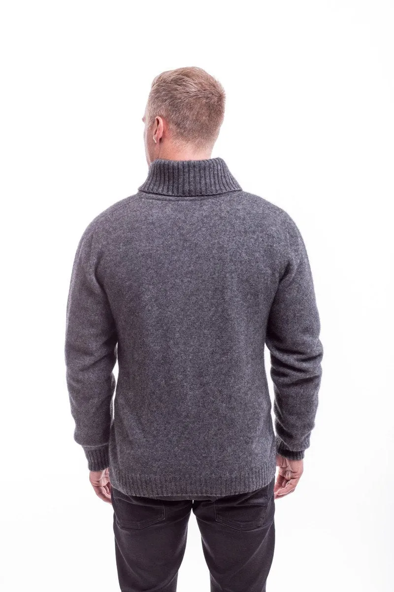 Possum Merino Shawl Collar Sweater with Short Zip