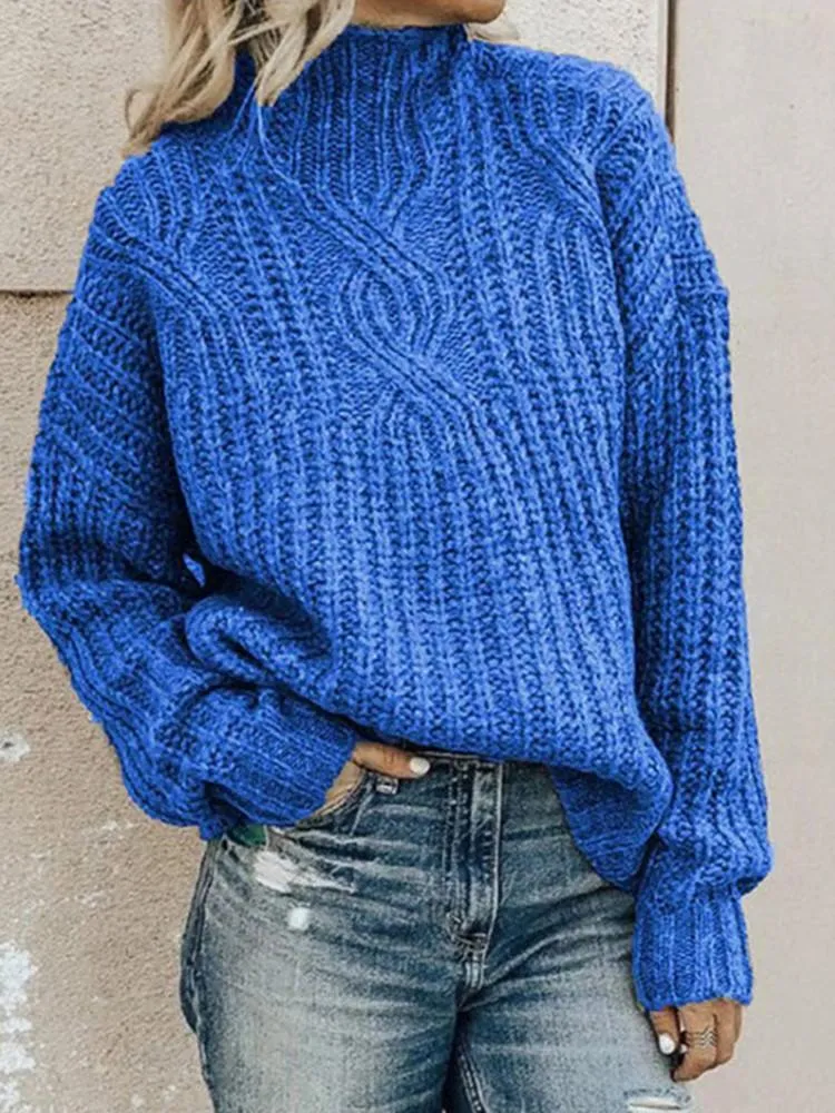 Rollkragen Strick Lange Ärmel Pullover
