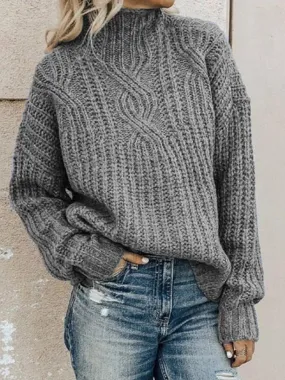 Rollkragen Strick Lange Ärmel Pullover