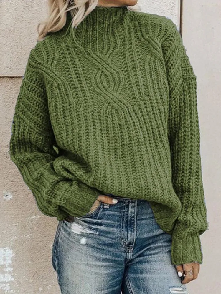 Rollkragen Strick Lange Ärmel Pullover