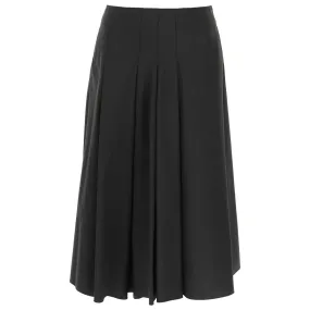Rose Pleat Poplin Midi Black Skirt