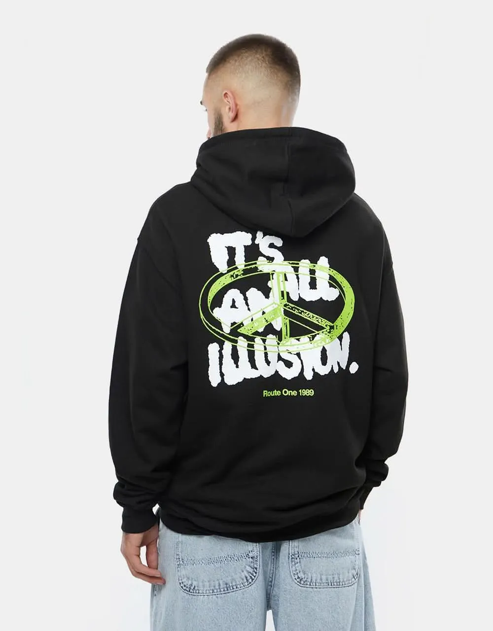 Route One Illusion Pullover Hoodie - Black