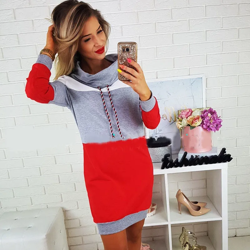 Turtleneck Long Sleeve Hooded Sweatshirt