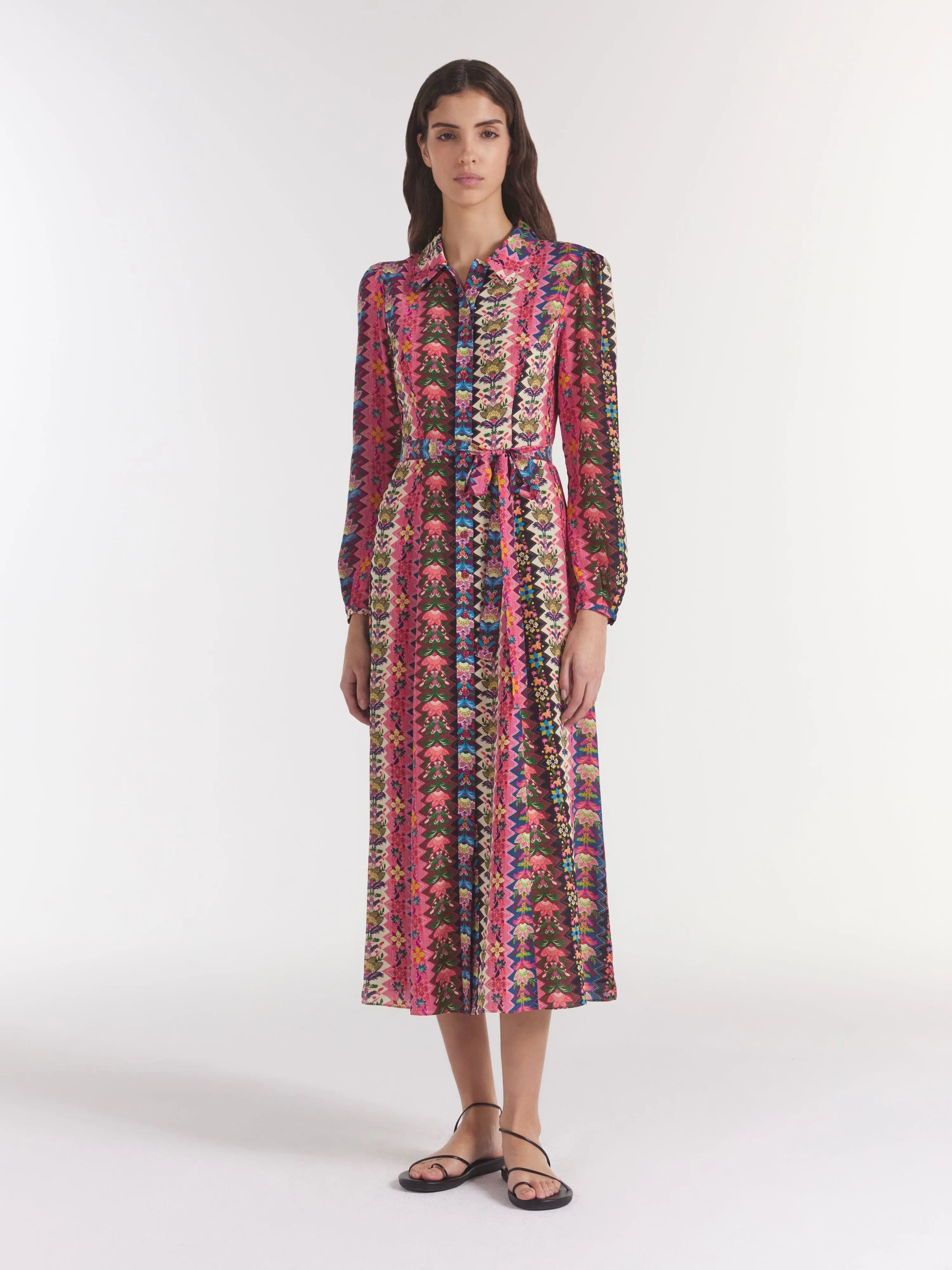 Vanessa B Dress in Java Stripe Fuchsia