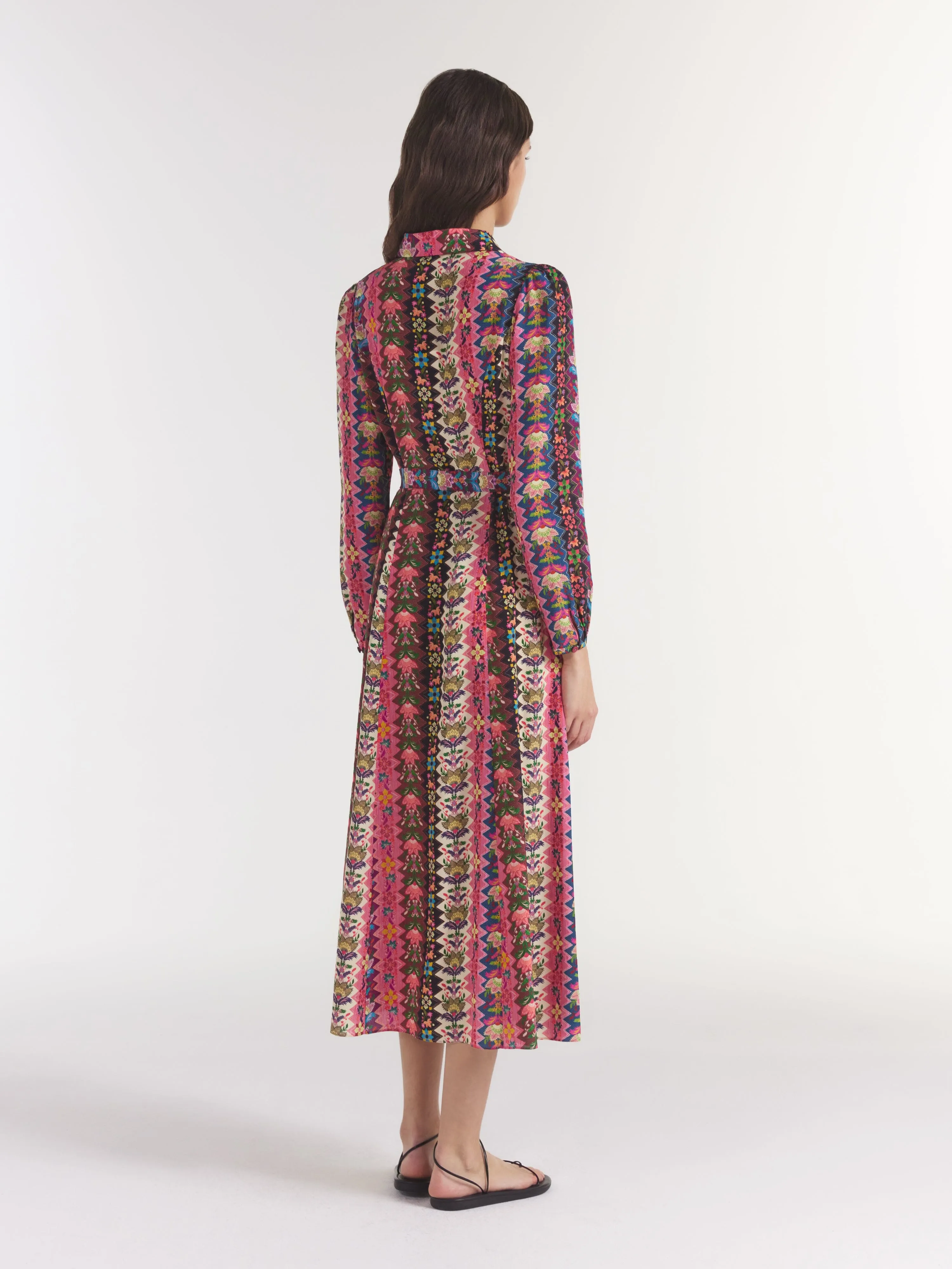 Vanessa B Dress in Java Stripe Fuchsia