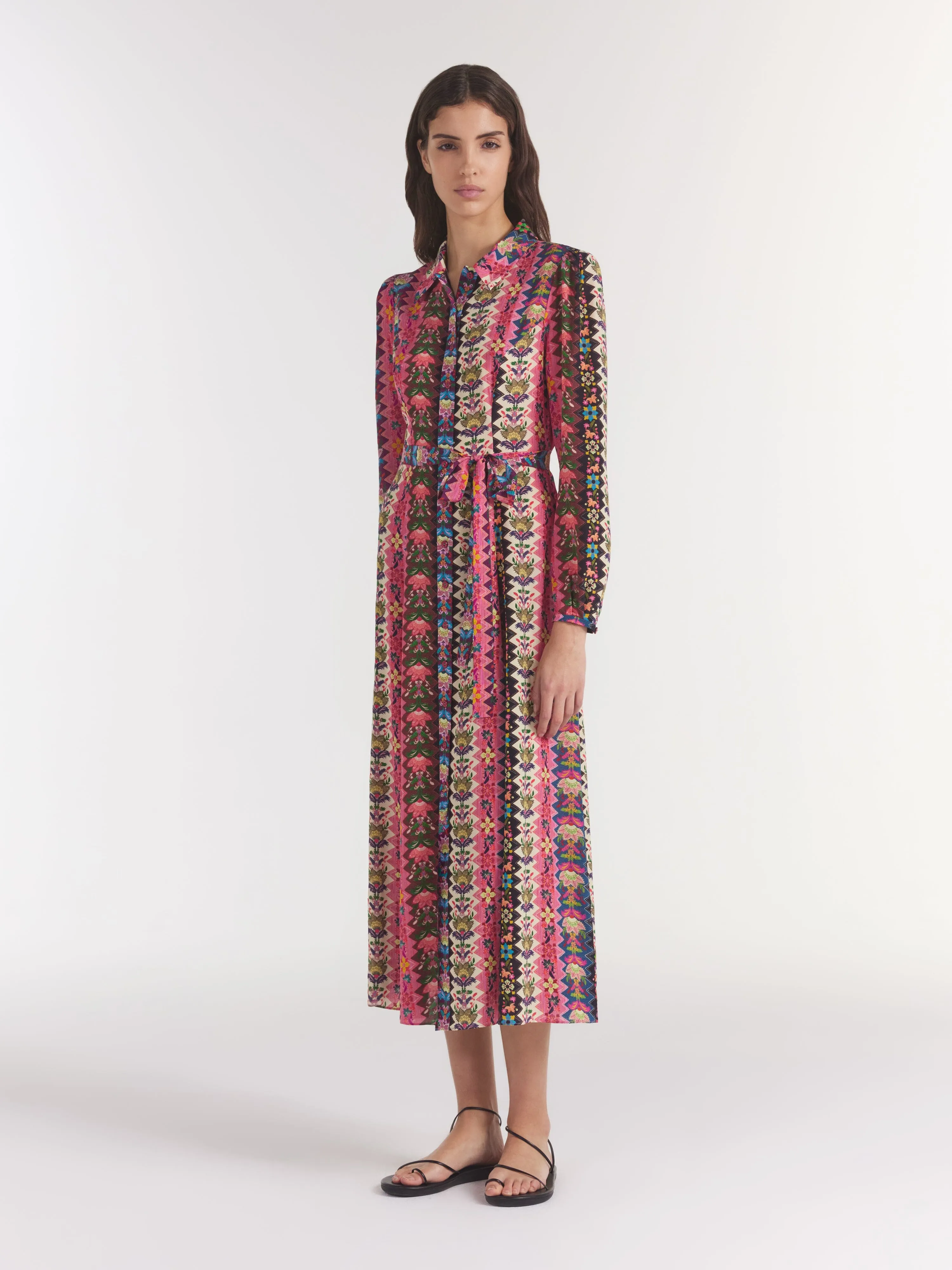 Vanessa B Dress in Java Stripe Fuchsia